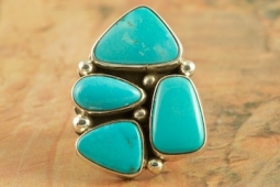 Genuine Campitos Turquiose Sterling Silver Navajo Ring
